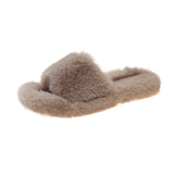 Fur Slippers Spring And Autumn High-End Feeling Winter Wear Lazy Man Flat-Bottomed Plush One-Word Drag Home Cotton