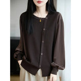 Irregular Collared Strap Bat Sleeve Knitted Shirt Women Early Autumn High-Level Feeling Unique To Super-Good-Looking