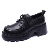 High-Rise Cowhedole With Coarse Heel Of Lefy Shoes Women Thick Bottom Four Seasons Ultra-Light Leather Single Shoes 2