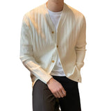 New Knitted Sweater Men's Spring And Autumn Trend Solid Color Blouse Youth Thin Business Leisure Sweater