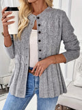 Women's Single-D Row Leisure Long-Sleeved Knitted Jersey Autumn And Winter Collar Warm Coat