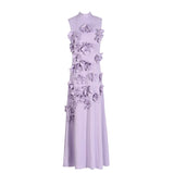 Spring 2025 New Fashion Sexy Sleeveless Three-Dimensional Flower Splicing Design Slimming Long