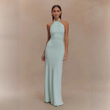 Summer New Women's Sexy Hanging Neck Solid Color Sleeveless Temperament Waist
