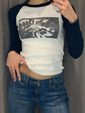 graphic raglan long sleeve crop