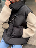 Women Sleeveless Jacket Puffer Vest Ladies Winter Warm Waistcoats Female Solid Stand Collar Coat Loose Outwear Weste