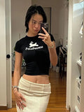 Ins Street Style Women's 2024 Summer New Animal Print Pattern To Dress-Up Round-Neck Short-Sleeved T-Shirt