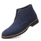 Zingj Fall Men's Pointed Casual Men's Leather Boots Front Lace Up Martin Boots Plus Size Men's Shoes Fashion
