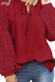 Casual Shirts for Women O-neck Long Sleeve Loose Shirt White Blouse Women's Loose Solid Hollow Lace Tops New