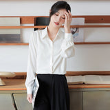 Women Shirt Long Sleeve Blouse 2023 Spring New Loose Ladies Tops Satin Women's White Shirt Basic Elegant Shirts and