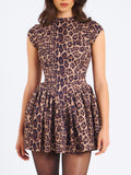 Autumn And Winter New Women's Sexy Bare Back Collar Slimming Leopard Print 100-Fold