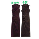 2025 New Women's Wear Temperament Pleated Silk Net Slim MIDI Dress