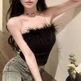 Sales Of 100,000] Sexy Corset Top 2025 Small Fragrant Hairy Sling Vest Thai Bottoming