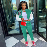 Winter Baseball Sport Women's Set Jacket and Pants Suit Active Sweatsuit Tracksuit Two Piece Set Fitness