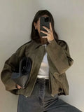 Color 2025 Spring And Autumn Leisure Tuffen Texture Collar Pilot Jacket Women