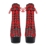 Water Table Thousand Bird Lattice With Thick High And Large Code 47 Female Short Boots