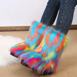 2025 New Flower Long-Haired Long-Haired Sleeve Snow Boots Women's Large Size Hairy Female