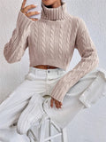 Autumn And Winter New Women's High-Neck Long-Sleeved Sleeve Thighs Short