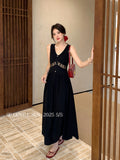 Xixi 2025 Summer Korean Version Of High-Waist Elegant Hollow Sleeveless Dress Pure Lust Dress Female