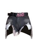 Tassel Ripped Denim Shorts Femme High Waist Y2k Casual Bottoms For Ladies Denim Pants Women Clothing Fashion Short