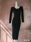 Zingj New Hand Hook Stereo Rose Knit Sweater Female Autumn Temperament Shows Thin V Collar Black Bottom
