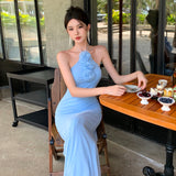 Zingj Goddess Temperament Hanging Neck Back Slim Thin Dress Fishtail Dress Beach Holiday Dress