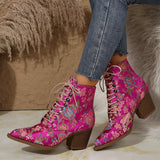 Women's Boots Winter New Ethnic Wind Sharp Rupeal Teling With Embroidered Martin