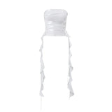 Zingj New Fashion Sexy Pure Desire Wind Cross Tie A Word Shoulder Slim Show Thin Wipe Chest Vest