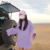Sleeve T-shirts Women Spring Solid Long-style Loose Ins Basic Ins Casual Fashion Female T-shirt Simple All-match Korean