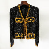 Star Celebrity Temperament Fashion New Heavy Industry Lequine Chain Short Jacket Card Jacket