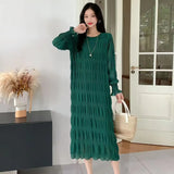 2025 Sweet Gentle Wind Collar Folded Texture Loose Dress Female Thin Temperament Elegant
