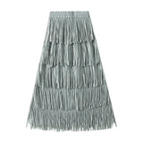 Folded Tuxedo Skirts Women's Summer New Fried Street Niche Temperament With Thin Half Skirt