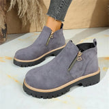 Round Head Side Zipper Martin Boots Short Boots Coarse And New Autumn And Winter Large-Size Women's Short