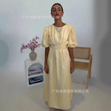 Summer Women's Long Dress Elegant Short-Sleeved