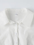 White Slim Waist Short Sleeves Shirts- Outfit