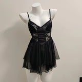 You Roses 2025 New French Pyjamas Women Net Yarn Sexy Pajamas Pure Desire Slinging Small Bosom Pyjamas
