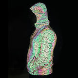 Bird's Nest Pattern Colorful Reflective Jacket Colorful Laser Coat Men's Jacket-Outfit