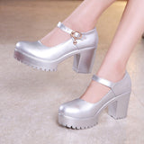 Round Head 8Cm High Heels Clasp Shallow Commuter Professional Work Shoes Cheongsam Models Catwalk