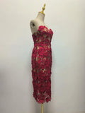 Sexy Long Dress Woman 2025 Spring New Fashion Three-Dimensional Flowers Splicing High-End Feel Breasts