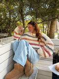 2025 New Casual Fashion Retro-Colored Coarse Knitted Loose Bat Sleeve