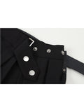 Punk Gothic Black Pleated Crop Skirts Women High Waist Belt Tide Grunge Goth Sexy Skirt Summer Y2K Fashion Egirl