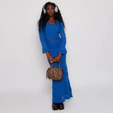 Zingj New Sexy Hollow Back Knit Long Sleeve Dress Female