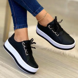Shoes New Thick-Soled Sneakers Fashion Plus-Size Lace With 2025 Women's Single