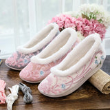 Zingj Shoes, Hanfu Shoes Single Shoes / Cotton Shoes Ancient Costume Ming Embroidered Cloth Shoes Warped Head