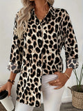 And Winter New Elegant Shirt Leopard Print Long-Sleeved Casual Holiday Shirt