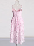 Fashion French Dress Women's 2025 Spring High-End Women's Dress Sexy Lace Hollow Sling