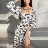 Women's Street Sexy Open Long Dress Long-Sleeved Dress