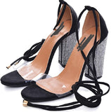 Heel Strap Fashion Sandals Women Round Head Water Drill Coarse And Sexy Cool Slippers