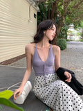 Xixi 2025 Spring And Summer New Golden Wind Pure Temperament With Knitted Bottom Slings Vest Women
