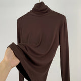 Zingj Shot Anti-Ball Cotton Pile Collar Wine Red Bottom Shirt Autumn Long-Sleeved T-Shirt Women With Slim Turtleneck