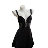 Pajamas Women Summer With Chest Pad Ice Wire 2025 New Tone Hollow Pure Desire High-End Ribbon Sling